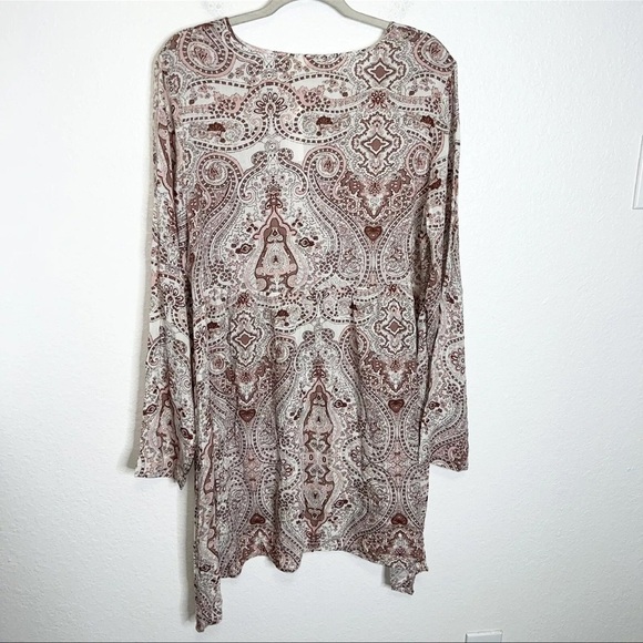 Anthropologie Lilka Dress Women Large Pink Paisley Flowy Keyhole Mini Boho B16 - Picture 7 of 11